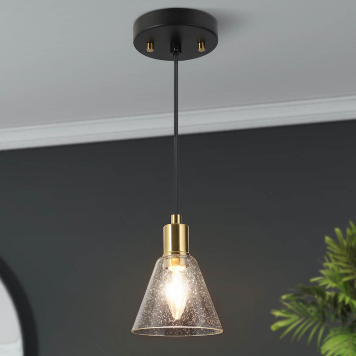Sylvene 1-Light Black and Brass Pendant Light