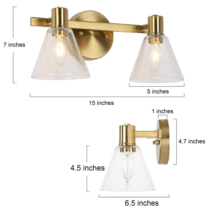 Sylvene 2-Light Brass Bathroom Vanity Light