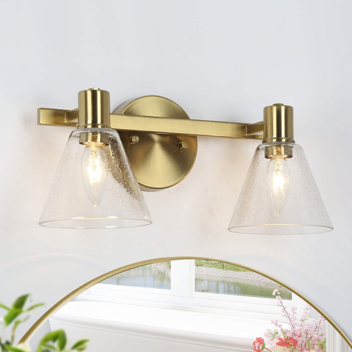 Sylvene 2-Light Brass Bathroom Vanity Light