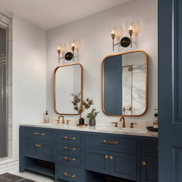 Fupoto 2-Light Black and Brass Bathroom Vanity Lights