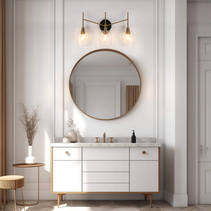 Fupoto 3-Light Black and Brass Bathroom Vanity Light
