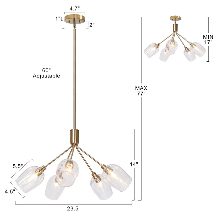 Fupoto 5-Light Brass Chandeliers