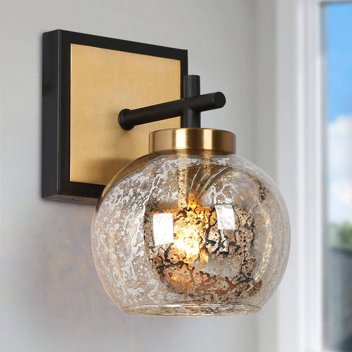 Rafesa 1-Light Black and Brass Wall Sconce