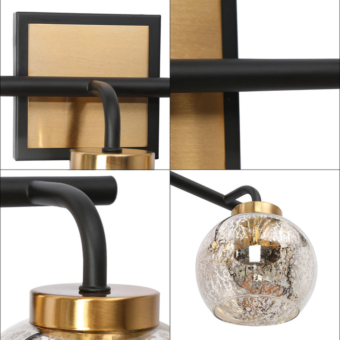 Rafesa 3-Light Black and Brass Bathroom Vanity Lights