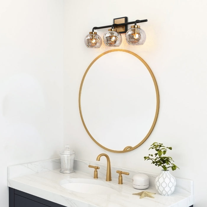 Rafesa 3-Light Black and Brass Bathroom Vanity Lights