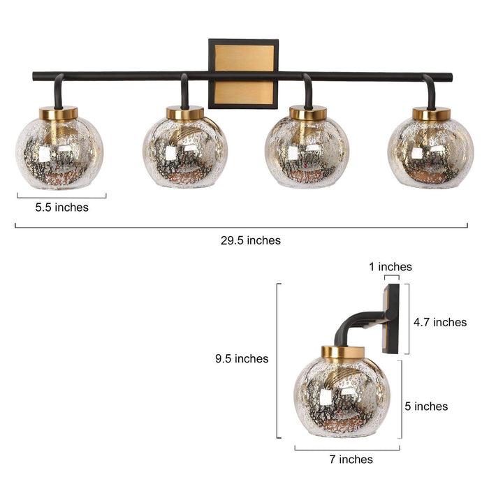 Rafesa 4-Light Black and Brass Bathroom Vanity Light