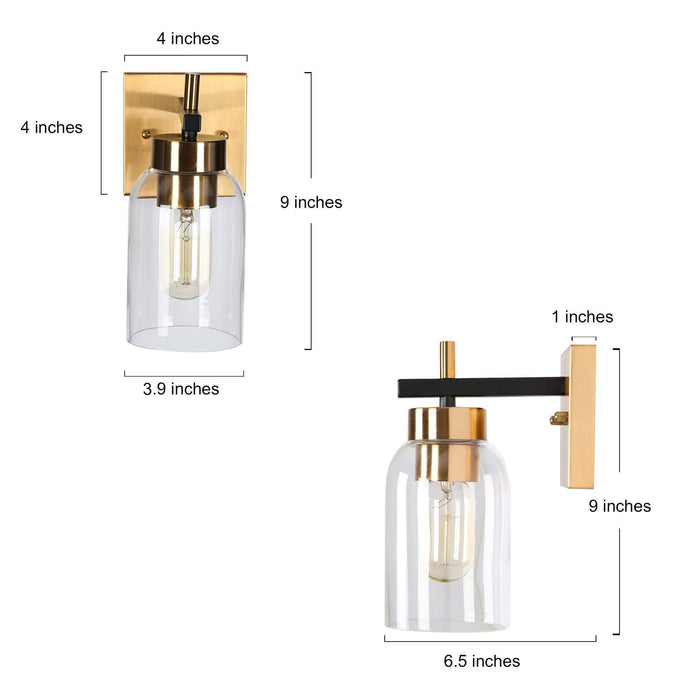 Brocco 1-Light Black and Brass Wall Sconce
