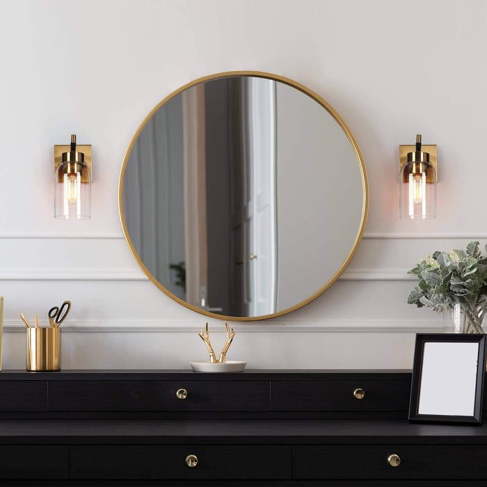 Brocco 1-Light Black and Brass Wall Sconce