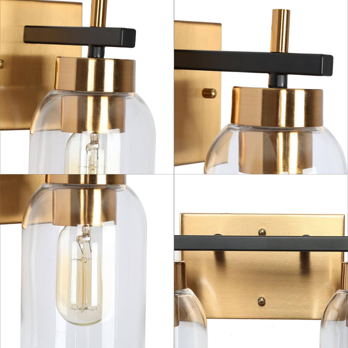 Brocco 2-Light Black and Brass Bathroom Vanity Lights