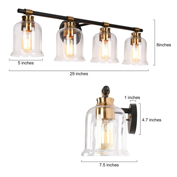 Chayote 4-Light Black and Brass Bathroom Vanity Lights