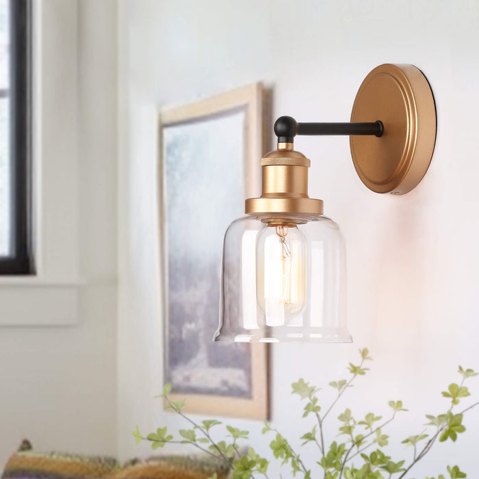 Hengra 1-Light Black and Gold Wall Sconce
