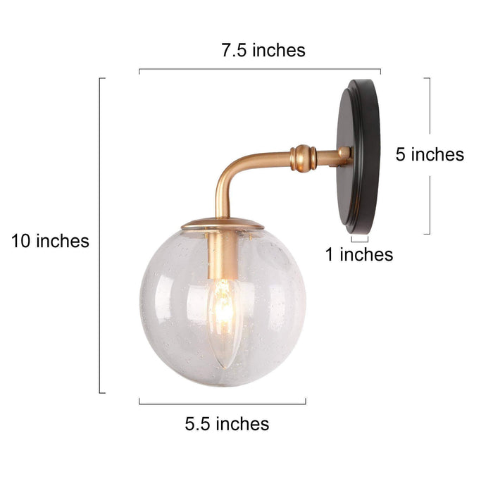 Thalum 1-Light Black And Gold Seeded Glass Wall Sconce