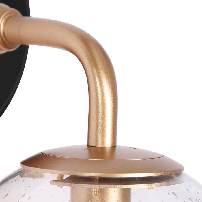 Thalum 1-Light Black And Gold Seeded Glass Wall Sconce