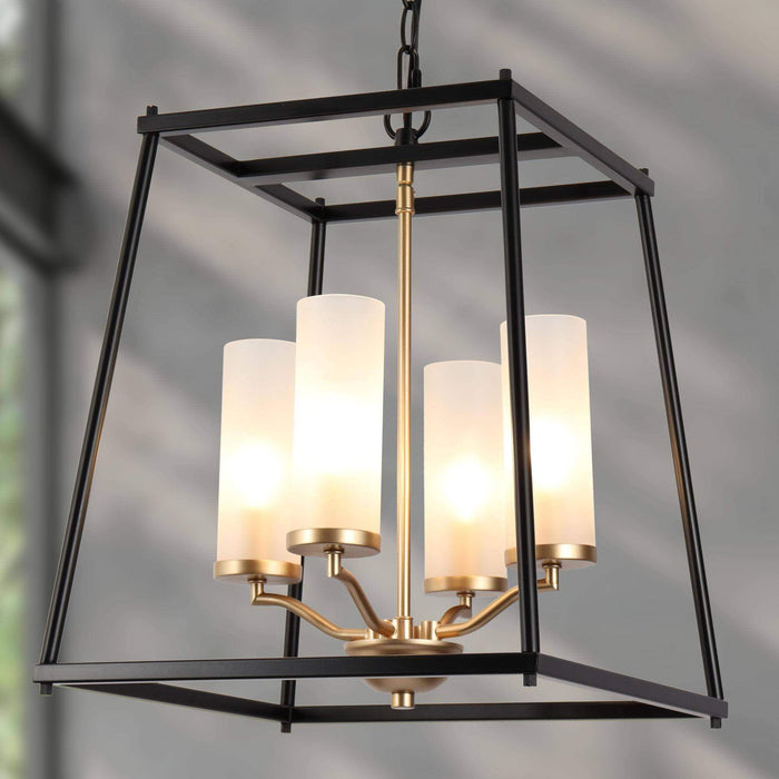 Estrail 4-Light Black and Gold Chandelier
