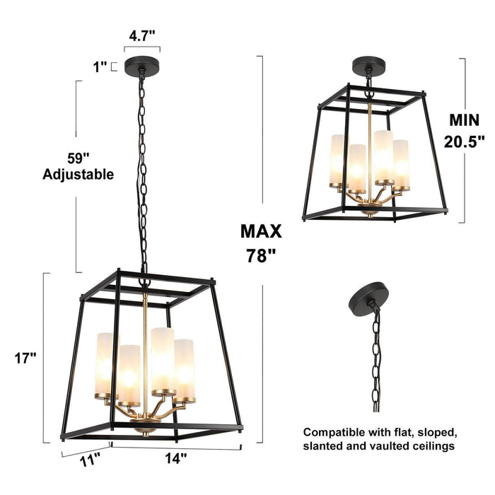 Estrail 4-Light Black and Gold Chandelier
