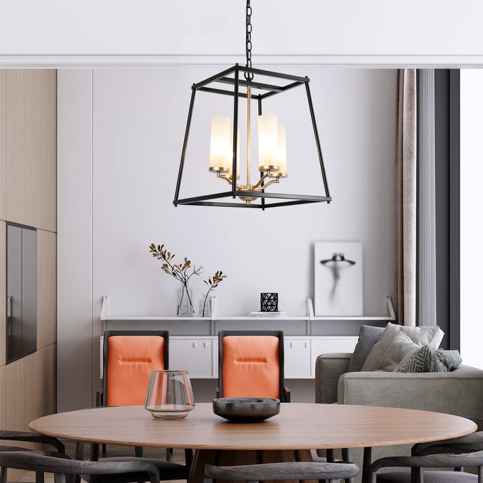 Estrail 4-Light Black and Gold Chandelier