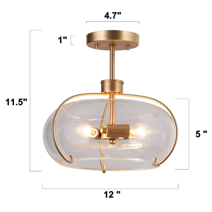 Riccan 3-Light Gold Semi-Flush Mount Light