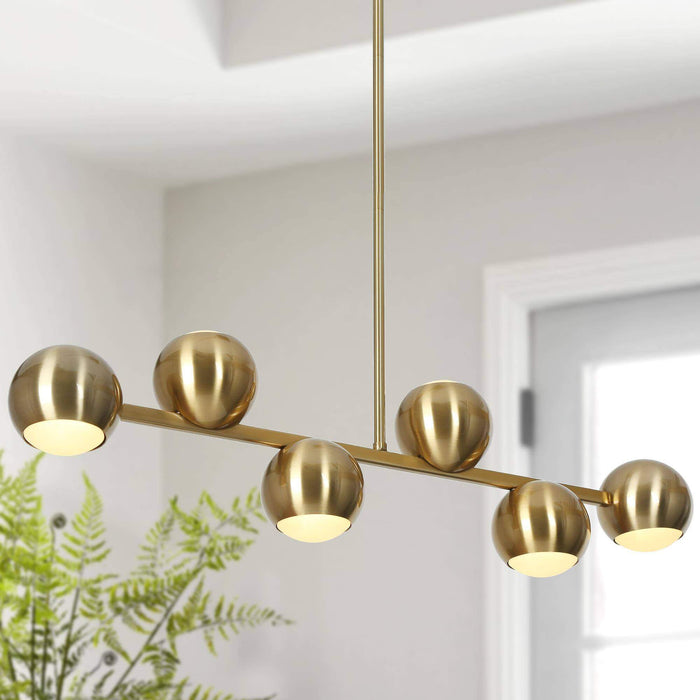 Stelvo 6-Light LED Brass Metal Acrylic Linear Island Light