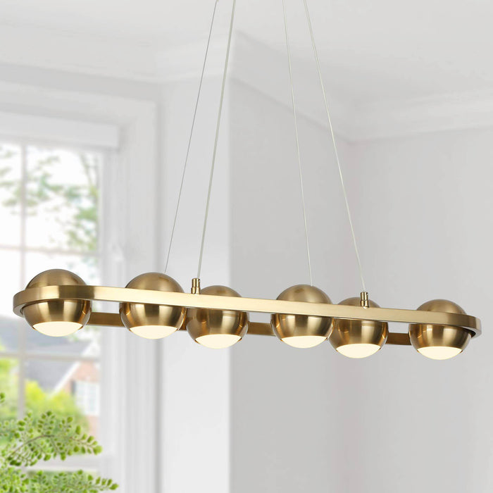 Stelvo 6-Light LED Brass Acrylic Linear Island Light