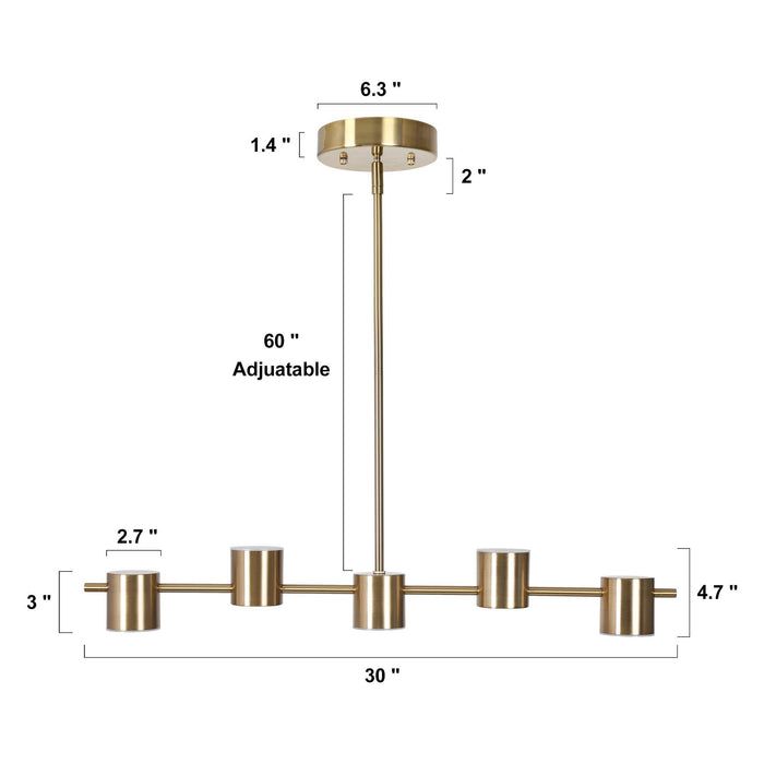 Selagy 5-Light LED Brass Island Lights