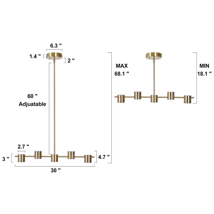 Selagy 5-Light LED Brass Island Light