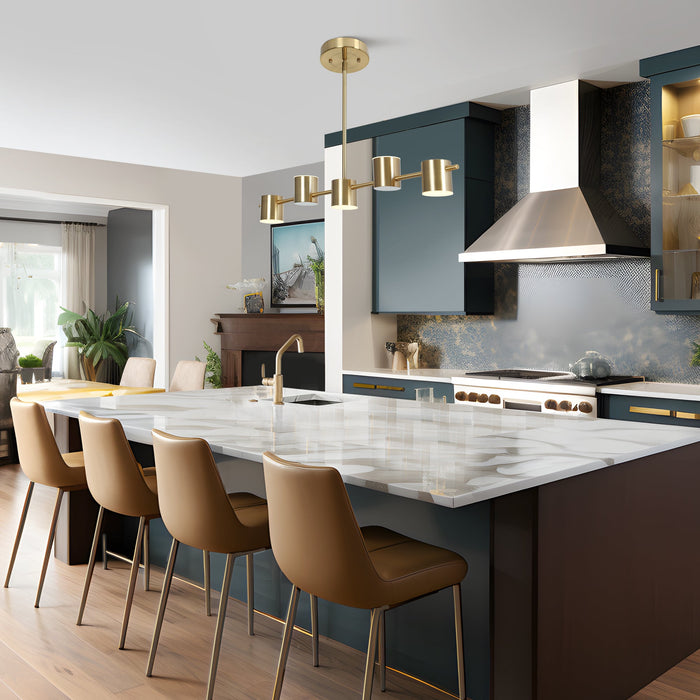 Selagy 5-Light LED Brass Island Lights