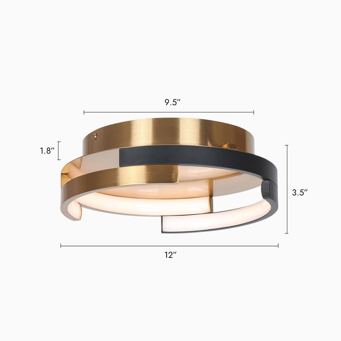 Eamenta 2-Light LED Black and Brass Flush Mount Lights