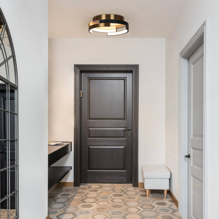 Eamenta 2-Light LED Black and Brass Flush Mount Lights