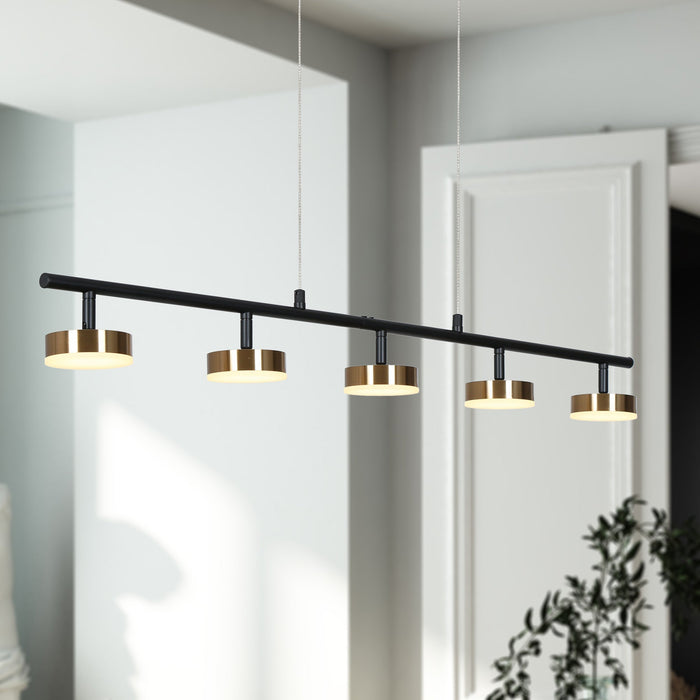 Nelly 5-Light LED Black and Brass Island Lights
