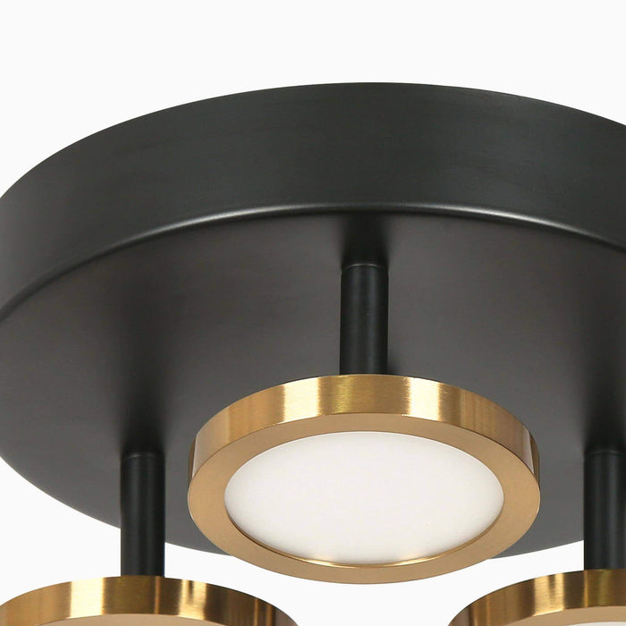 Quasira 3-Light LED Black and Brass Flush Mount Light