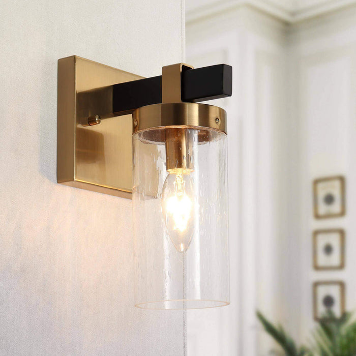 Sean 1-Light Black and Brass Wall Sconce