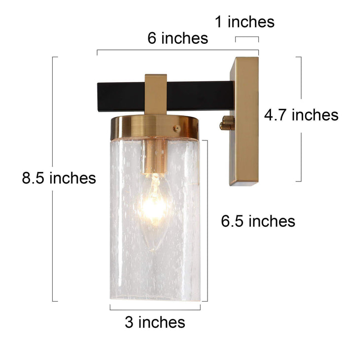 Sean 1-Light Black and Brass Wall Sconce