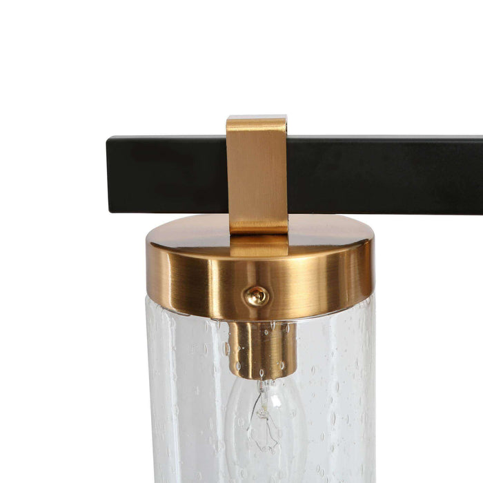 Sean 3-Light Black and Brass Bathroom Vanity Light