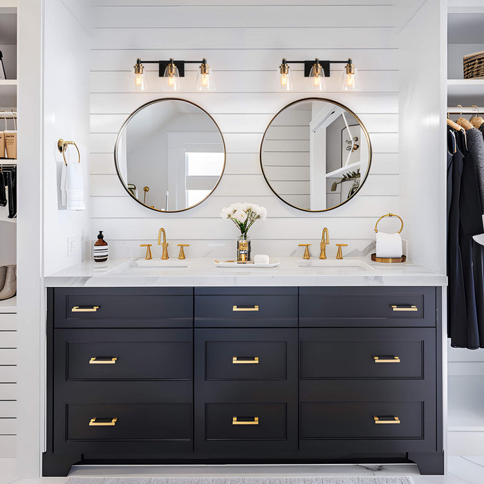 Vatina 3-Light Black and Brass Bathroom Vanity Light