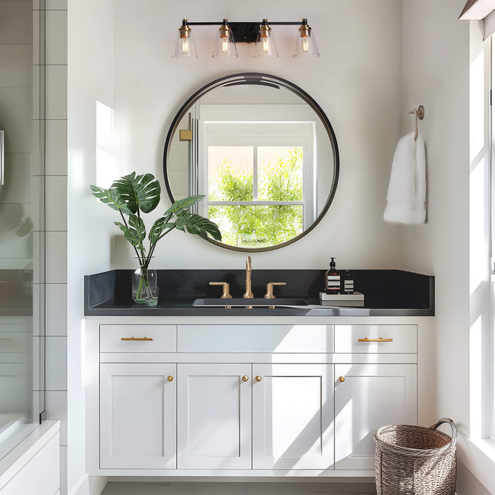 Vatina 4-Light Black and Brass Bathroom Vanity Light