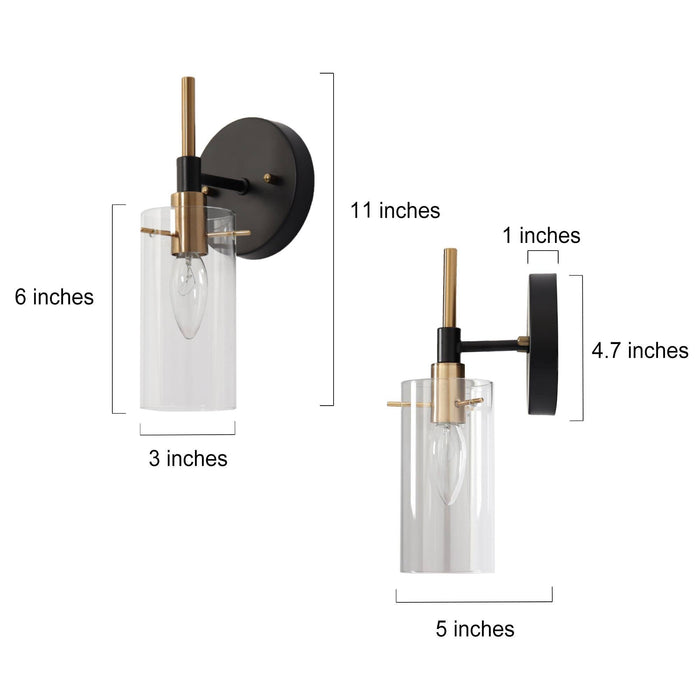 Crasina 1-Light Black and Brass Wall Sconces
