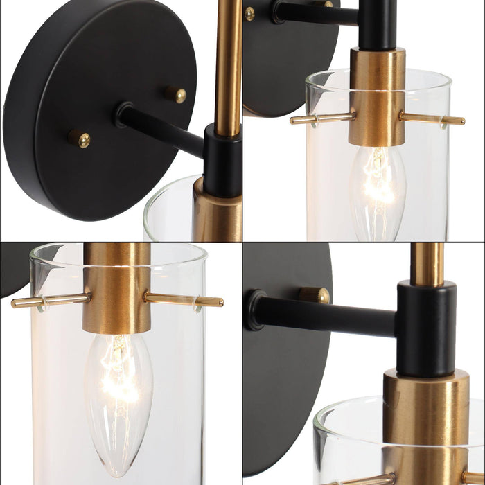 Crasina 1-Light Black and Brass Wall Sconces