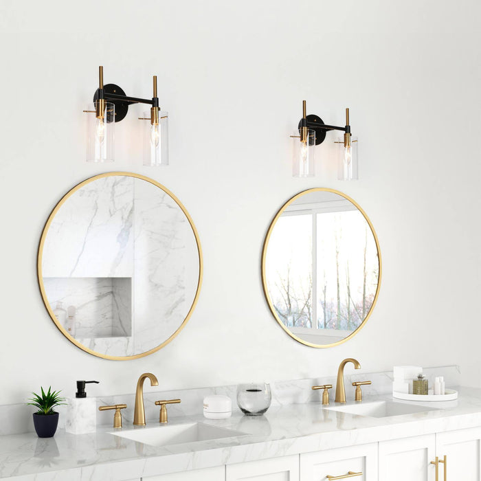 Crasina 2-Light Black and Brass Bathroom Vanity Lights
