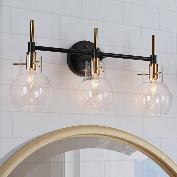 Augitis 3-Light Black and Brass Bathroom Vanity Lights