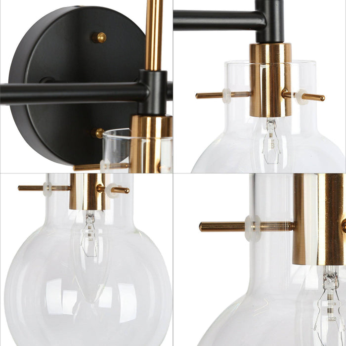 Augitis 3-Light Black and Brass Bathroom Vanity Lights