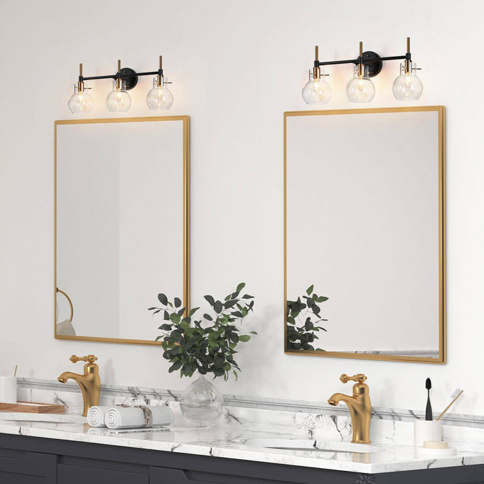 Augitis 3-Light Black and Brass Bathroom Vanity Lights