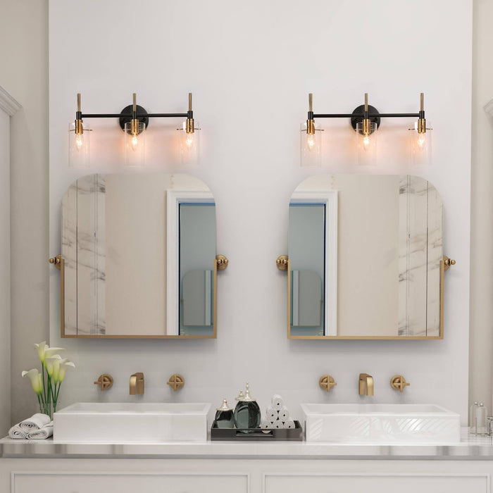 Crasina 3-Light Black and Brass Bathroom Vanity Lights