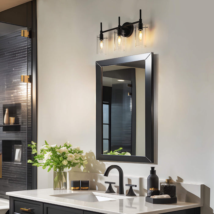 Luriven 3-Light Black Bathroom Vanity Light