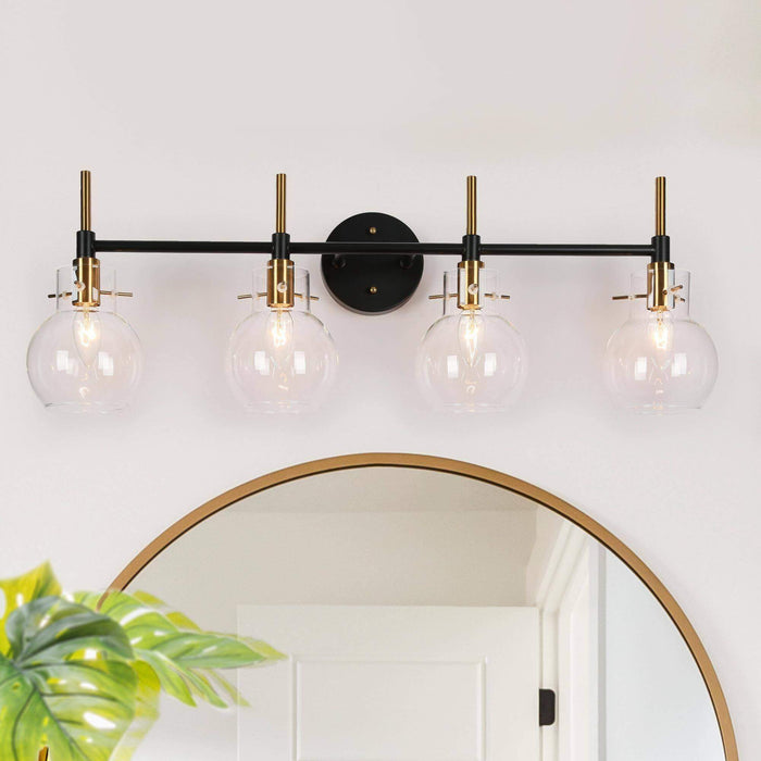 Augitis 4-Light Black and Brass Bathroom Vanity Light