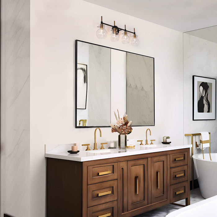 Augitis 4-Light Black and Brass Bathroom Vanity Light