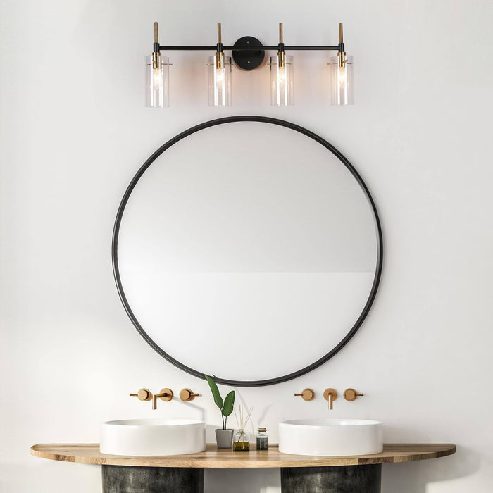 Crasina 4-Light Black and Brass Bathroom Vanity Lights