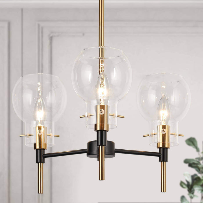 Augitis 3-Light Black and Brass Chandelier