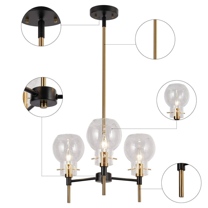 Augitis 3-Light Black and Brass Chandelier