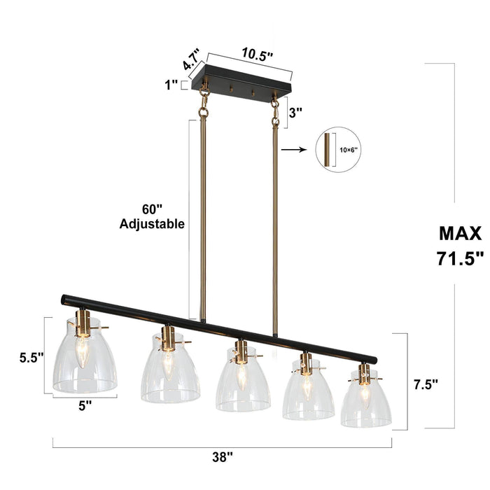 Aviana 5-Light Black and Brass Island Lights