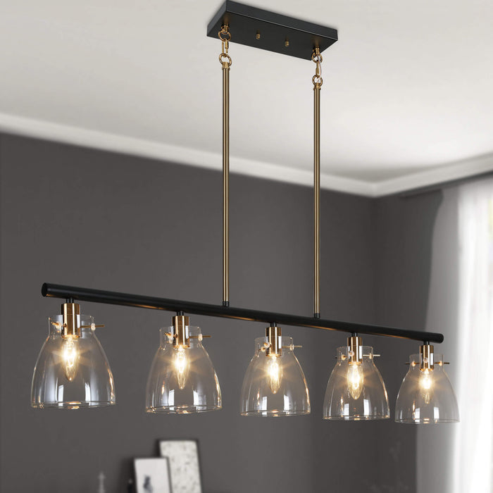 Aviana 5-Light Black and Brass Island Light